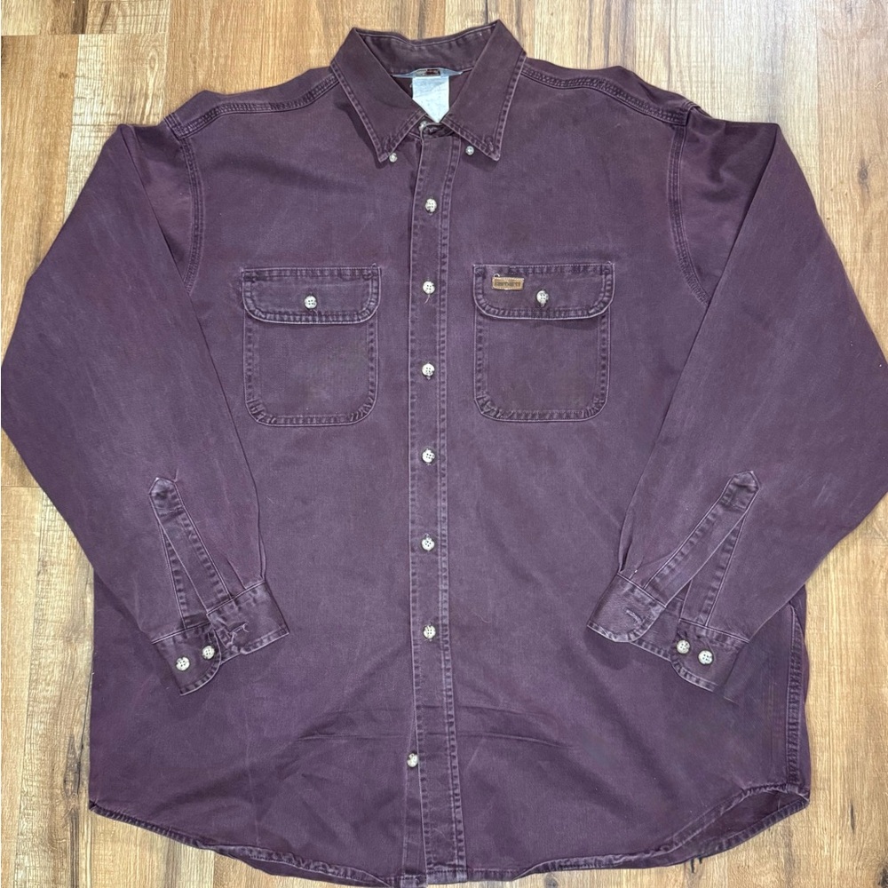 Vintage Carhartt Maroon Button-Down Shirt